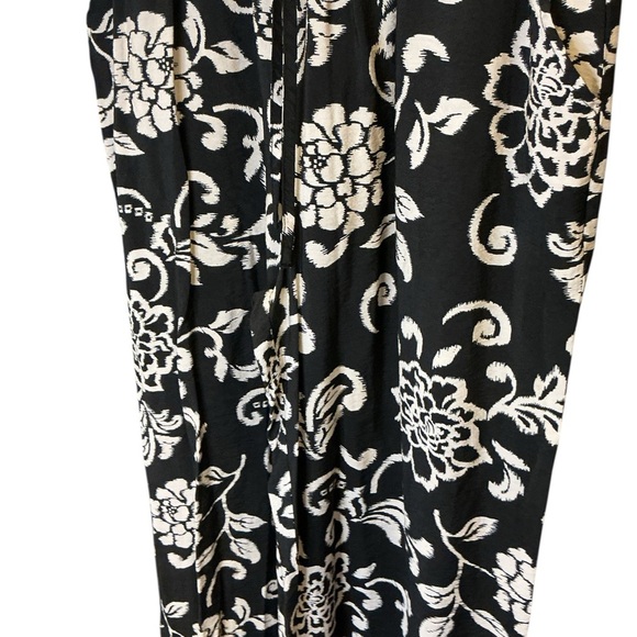 GLG Good Life Gear M Black White Floral Scroll Lounge Pants Drawstring - Picture 7 of 11